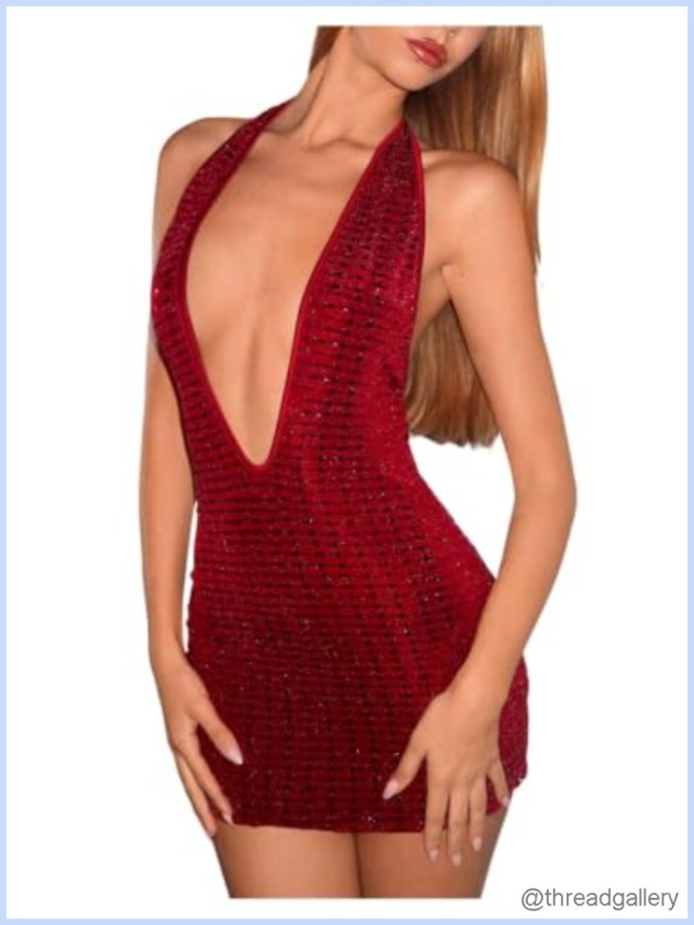 Sparkly Sequin Halter Mini Dress Backless Sleeveless Bodycon Club Outfit